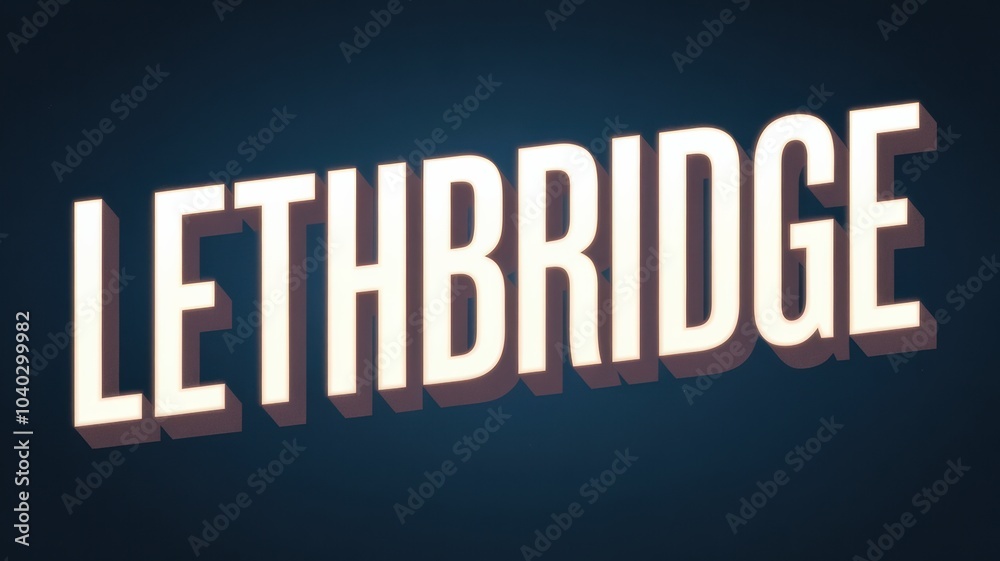 Wall mural Stylized Typography: Lethbridge Sign on Dark Background - Ideal for Graphic Design and Urban Themes