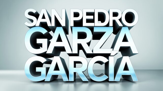 3D Text Design: Stylized 'San Pedro Garza Garcia' Letters with a Glossy Finish for Branding and Marketing Use