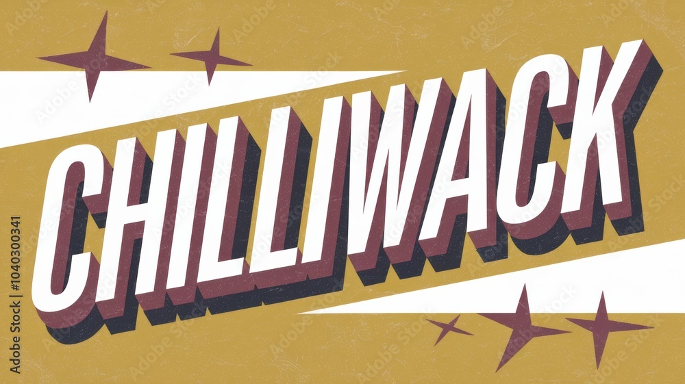 Wall mural Retro-style graphic featuring the word 'Chilliwack' in bold lettering with a vintage aesthetic, ideal for branding or promotional use.