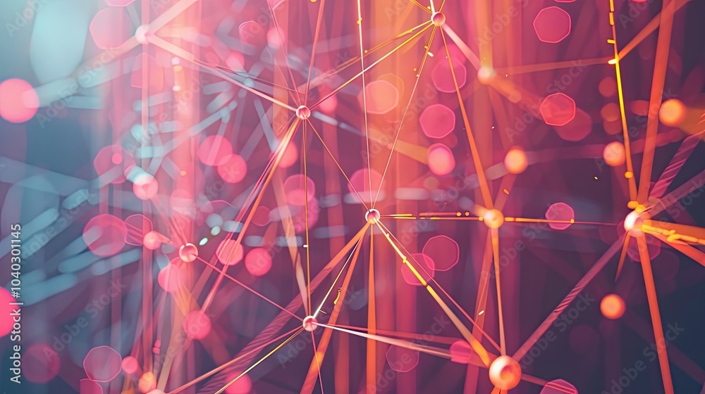 Poster Abstract network lines and particles forming a digital web
