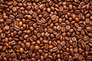 Fototapeta premium Aerial view of coffee beans background