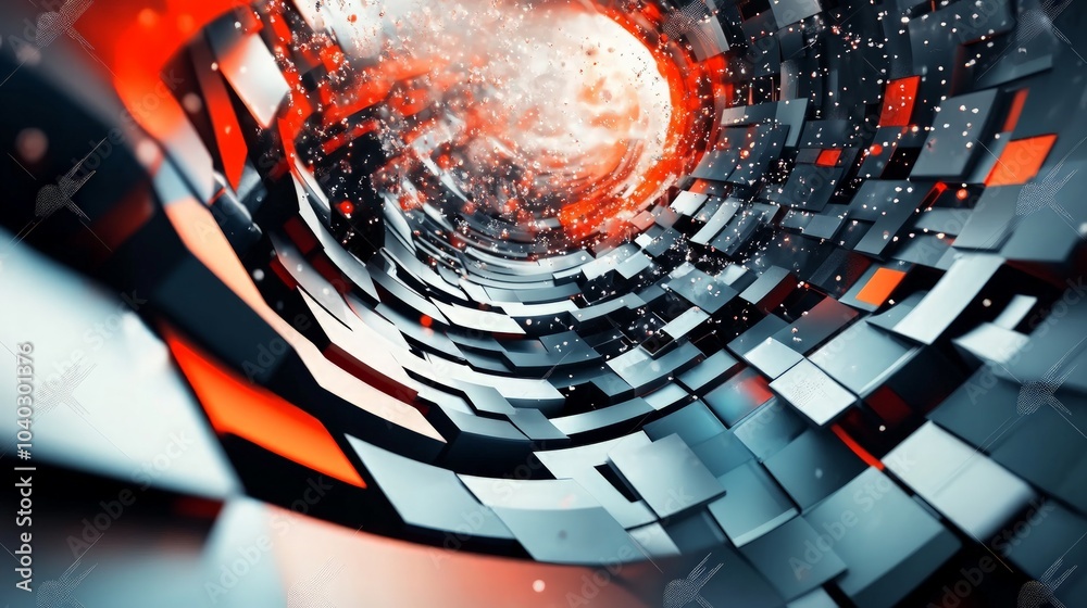 Wall mural modern digital abstract background, vibrant colors and dynamic shapes, ideal for representing networ