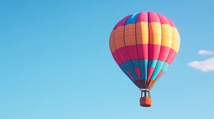 Fototapeta premium Hot Air Balloon Flying Over Clear Blue Sky