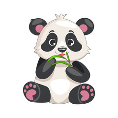 Naklejka premium Cute cartoon Panda, wild animal baby panda, nature safari little panda.
