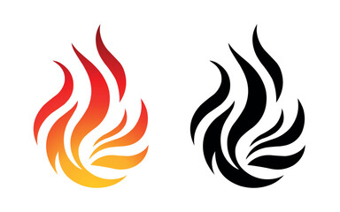 Flame vector fire icon flame logo template and silhouette shape isolated on white background