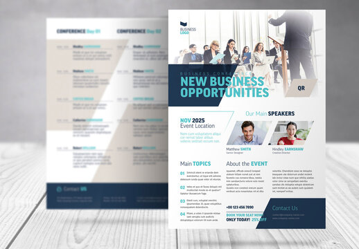 Business Conference Agenda and Program Flyer