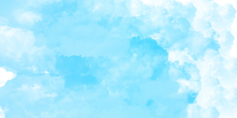 sunny sky blue light watercolor background. Aquarelle painting brush effect card paper textured canvas cloudy smoke space for text, entertaining card, template. aquamarine color graphics illustration