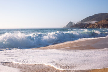 Very beautiful beach in the city of Los Angeles, coast of the Pacific ocean, California, United States.