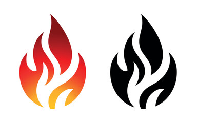Flame vector fire icon flame logo template and silhouette shape isolated on white background