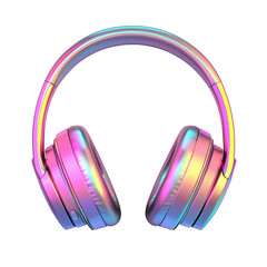 Stylish iridescent headphones on a white isolated background. transparent background.