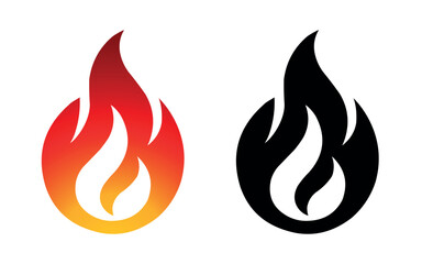 Flame vector fire icon flame logo template and silhouette shape isolated on white background