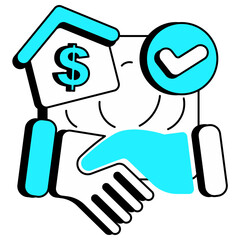 Financial Agreement Concept with Home and Handshake Icon