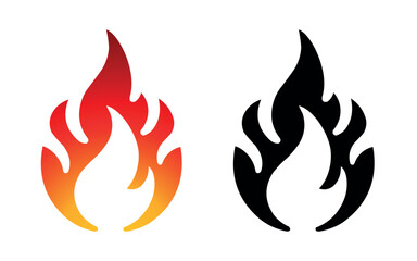 Flame vector fire icon flame logo template and silhouette shape isolated on white background