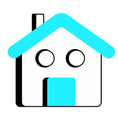 - Simple Home Icon with Blue Roof Icon