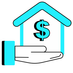 Graphic of Hand Holding House with Dollar Sign