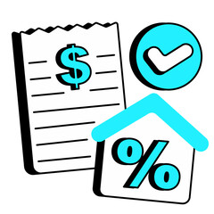 Financial Receipt with House and Percentage Symbol Icon
