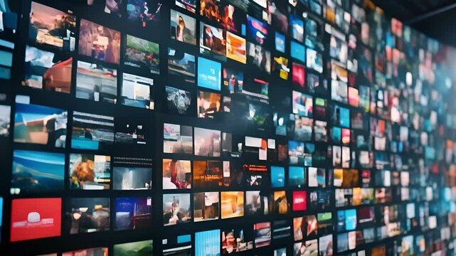 Abstract video background with digital shapes, futuristic elements and patterns. Concept of future technologies and artificial intelligence.