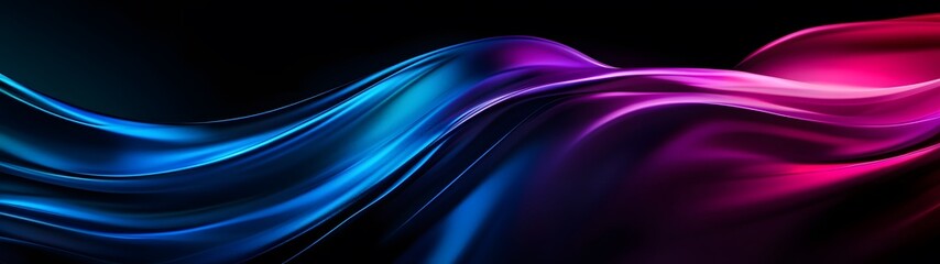 Abstract blue and pink waves on black background