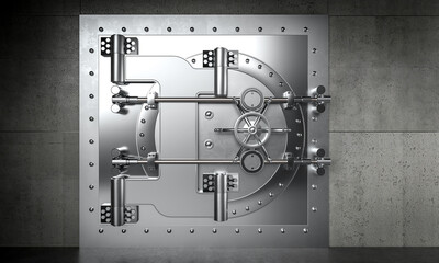 Large metal bank vault door
