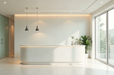 Beautiful open space welcome counter in light shades