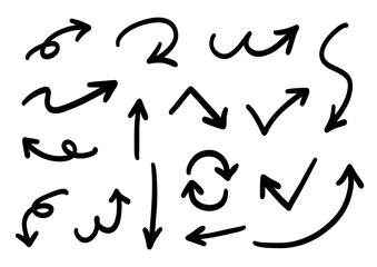 ベクターのペンの手書きの矢印セット 白黒