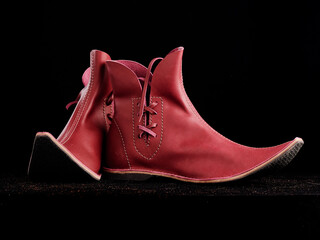 Vintage Viking Leather Shoes. Knight ancient boots