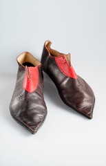 Vintage Viking Leather Shoes. Knight ancient boots