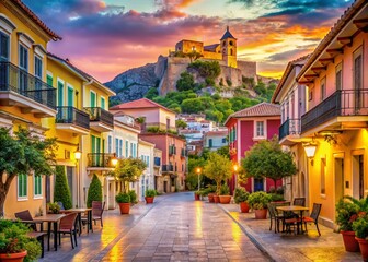Surreal Nafplion: Enchanted Streets of Greece with Colorful Houses, Ancient Churches, and the Majestic Castle