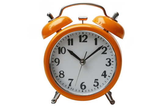 Orange alarm clock isolated on transparent background, png file, no background png file