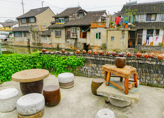 View of the famous water town called Zhujiajiao in Shanghai suburb, China.