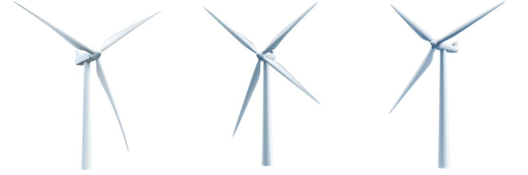 wind turbines showcase renewable energy production, emphasizing eco-friendly technology and sustainable practices. clipart, isolated on transparent background