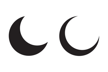 Moon icon set. ramadan half moon vector symbol in black filled and outlined style.
