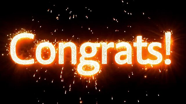 Background Congratulations in neon sparkles fireworks