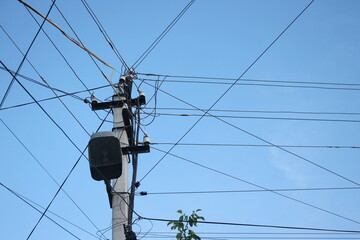 power lines on a sky