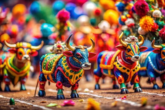 Tilt-Shift Photography of Toritos Little Bulls Festival in Tultepec, Mexico - A Colorful Cultural Tradition