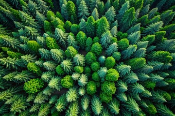 Top View of Fir Trees in Summer Forest for Fabric and Wallpaper Design