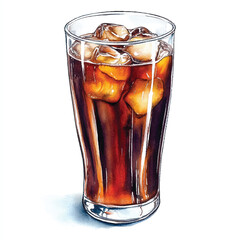 Coke drink watercolor clipart illustration