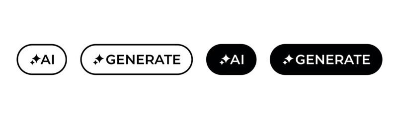 Artificial intelligence generate icon vector set. AI generated button symbol