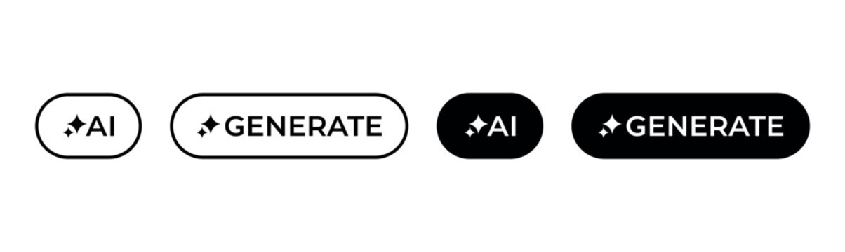 Artificial intelligence generate icon vector set. AI generated button symbol