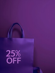 Purple '25% OFF' Promotional Sign on a Purple Background