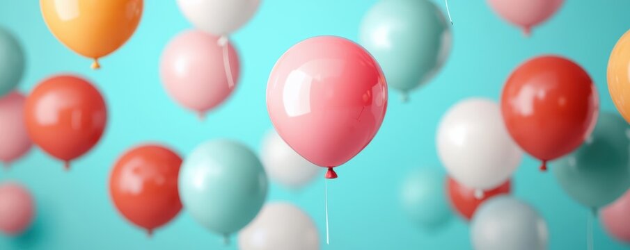 Bright balloons floating over a lively New Year s party, colorful lights, celebration vibes, joyful crowd, excitement