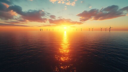 Fototapeta premium Sunset over the Irish Sea in the distance