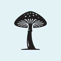 Editable Black Mushroom Silhouette Vector Illustration with Transparent Background