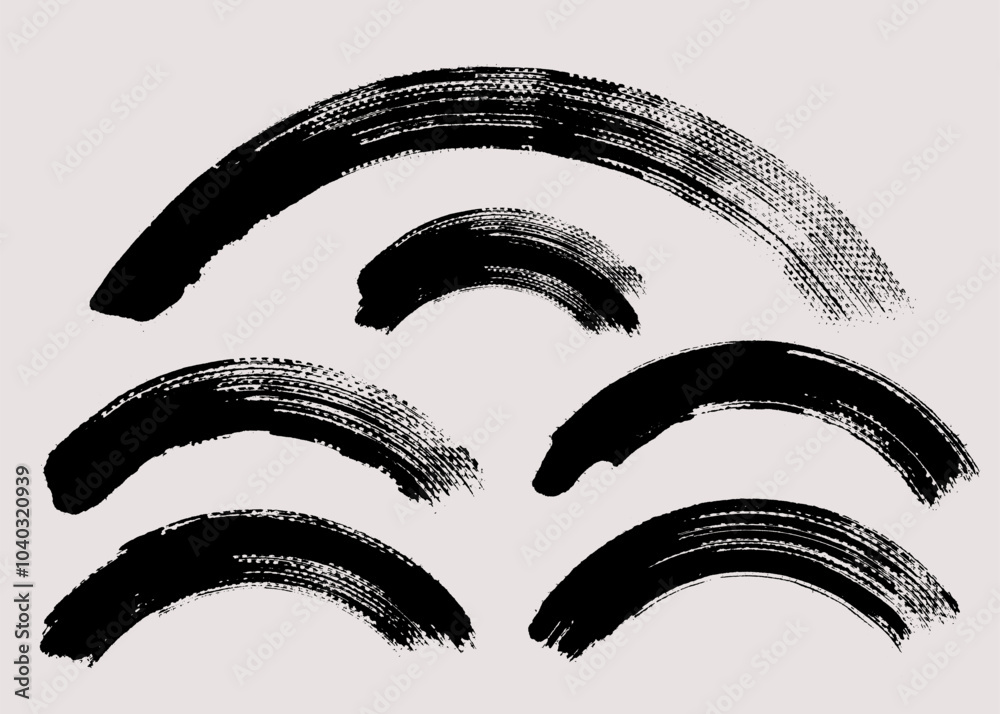 Aufkleber brush stroke vector. painted curves, isolated on white background. grunge textured design elements