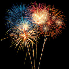 Fototapeta premium Firework display which is a festival event on Guy Fawkes bonfire night and the New Year's eve for people to celebrate and have fun with exploding rockets, celebration stock illustration