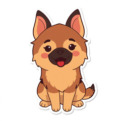 Obraz premium Die-cut sticker of cute German Shepherd dog on white background