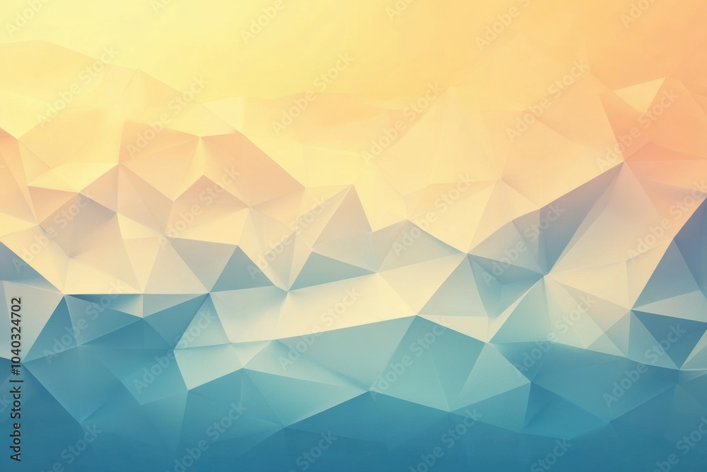 Poster this artwork showcases a blend of soft, colorful gradients and polygonal shapes, creating a tranquil