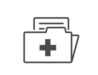 Medical folder line icon. Patient card and medical record symbol. Isolated vector image in simple style