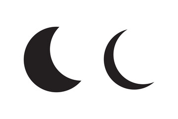 Obraz premium Simple Moon Icon. Fill and Outline Crescent isolated on White Background. Flat Vector Icon Design Template Elements.