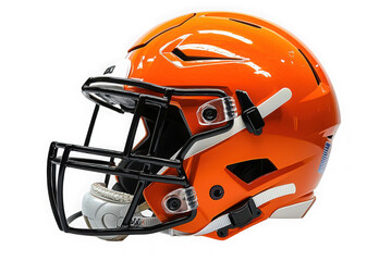 Fototapeta premium Orange Football Helmet isolated on transparent background, png file, no background png file